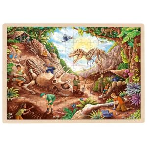 puzzle en bois thème fouille dinosaures