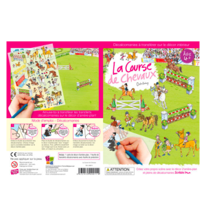 décor et feuille de transferts sur la thematique course de chevaux